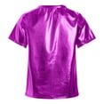thumbnail image 2 of TiaoBug Kids Girls Shiny Metallic Short Sleeve T-Shirts Hip Hop Jazz Sports Dance Tops Purple 13-14, 2 of 5