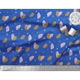 thumbnail image 2 of Soimoi Blue Cotton Cambric Fabric Oaknut & Oak Leaves Print Fabric by The Yard 42 Inch Wide, 2 of 3