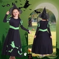 thumbnail image 2 of Benylion Girls Black Witch Dress for Kids Long Sleeve Cosplay Halloween Costume Outfit with Pointed Hat for 4-5 Years, 2 of 6