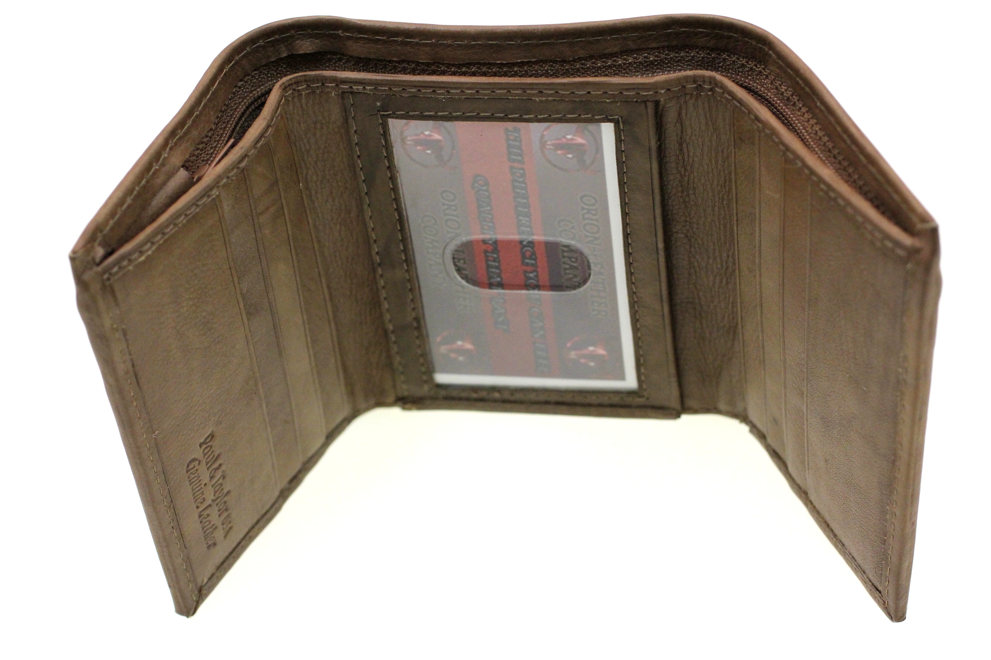 Paul & Taylor - Mens Trifold Wallet Zippered Money Compartment Genuine ...