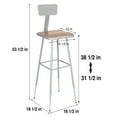 thumbnail image 3 of Hampden Furnishings Clint 32-39" Adjustable Steel Science Stool with Backrest, Grey, 2 Pk, 3 of 8