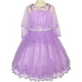 thumbnail image 2 of Robe Fille Cape Violette Ceinture de Perles Mariage Fête 3 Ans, 2 of 9