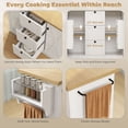 thumbnail image 4 of Farmhouse Kitchen Island Cart with Power Outlets | 49" White Storage Cart with Drawers & Adjustable Shelves for Kitchen & Dining Room, 4 of 7