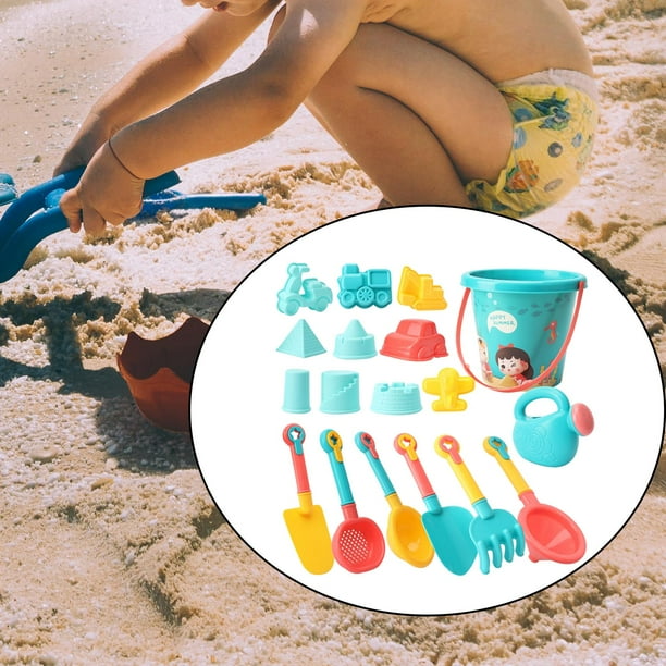 Carrito De Playa Y Set De 10 Juguetes De Arena – Incluye Pala, Rastrillo, Molde Y Tazas Apilables, Para Niños De 18 Meses
