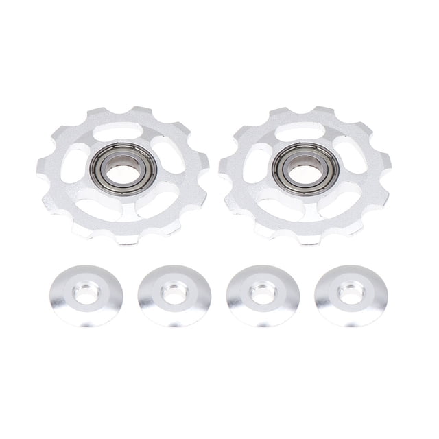Milisten 2Pcs Aluminum Alloy Bike Wheel Rear Derailleur Pulley 11T for (Silver)
