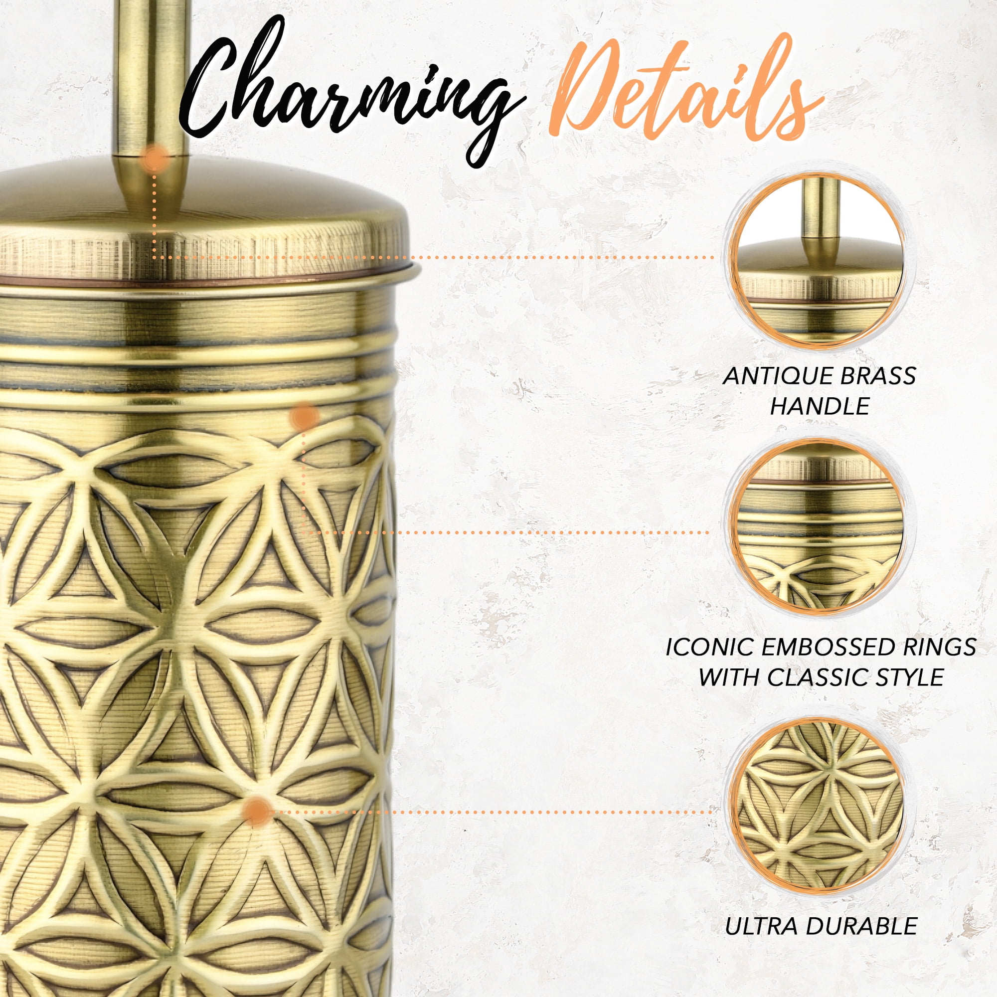 Autumn Alley Brass Toilet Brush and Holder Bathroom Accessories, Bathroom Toilet Brush for Modern Bathroom Decor, Standing Farmhouse Toilet Bowl Brush wiush with Holder, Bathroom Decor Sets