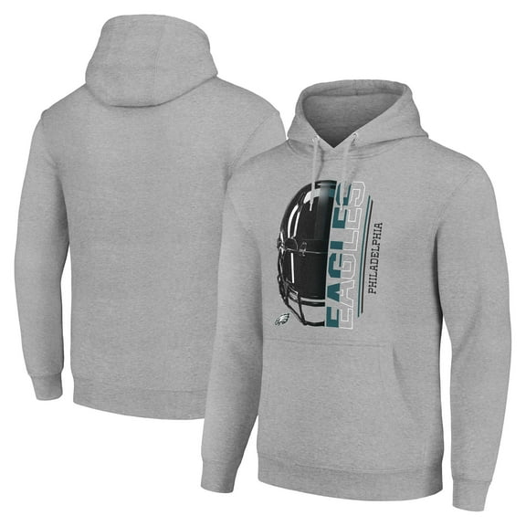 Unisex Starter Heather Gray Philadelphia Eagles Half Helmet Logo Pullover Hoodie