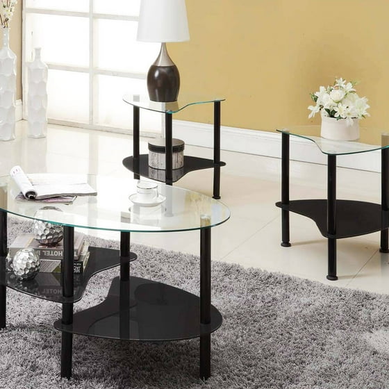 Innovex 3 Piece Crescent Accent Table Set Coffee Table
