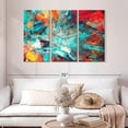 thumbnail image 2 of Elephant Stock Vibrant Splash Abstract Wall Art - Horizontal Multi Panel Canvas - Living Room Wall Decor - Abstract Multi Panel - Red And Teal Decor - 50" x 32", 2 of 8