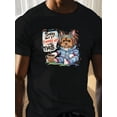 thumbnail image 2 of T-Shirt Décontracté à Col Rond pour Homme, Tissu Tricoté 100 % Polyester, Motif Géométrique, Légère Extensibilité, Coupe Régulière, Haut d'Été à Manches Courtes avec Imprimé Graphique Yorkie Coffee pour Usage Quotidien, 2 of 5