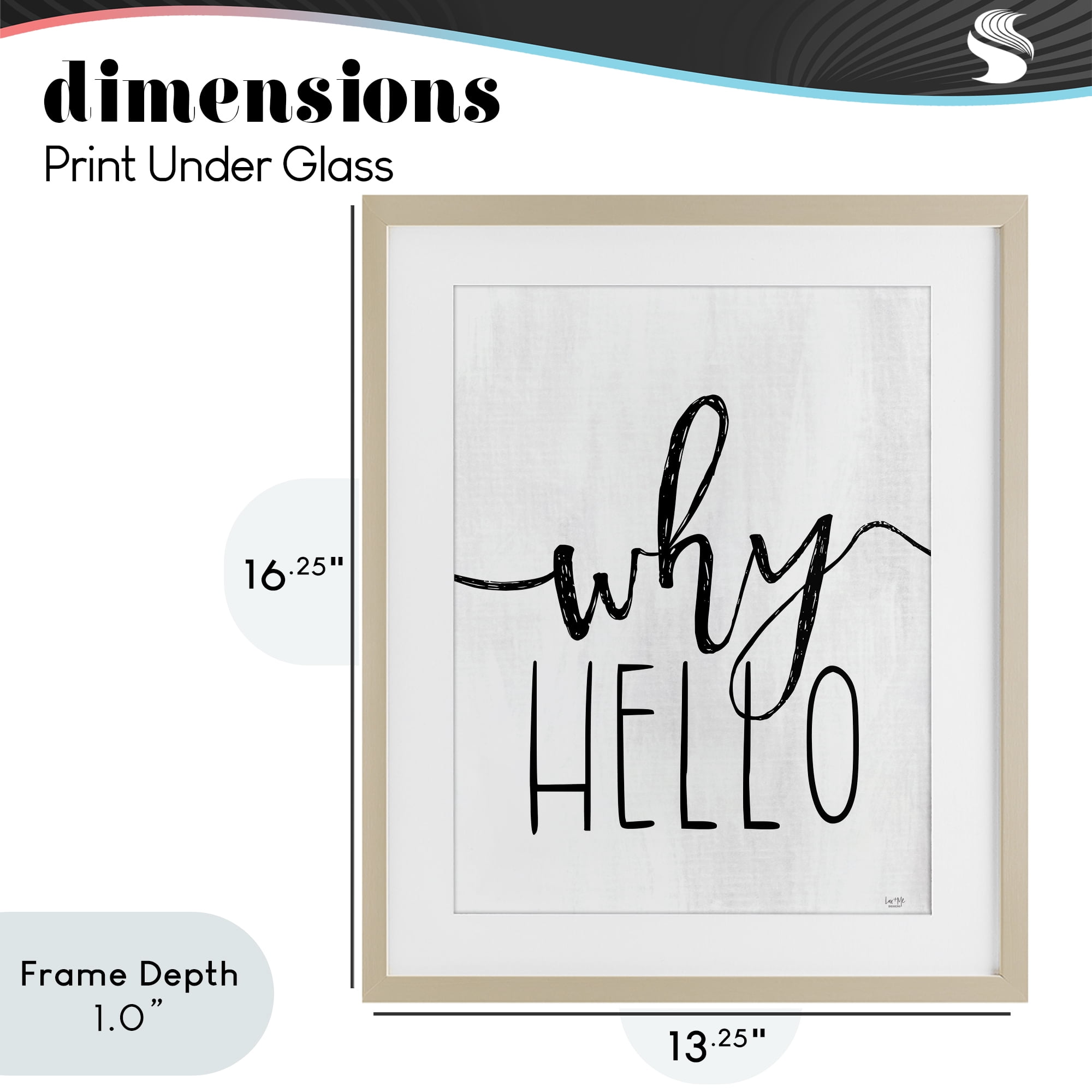 Stupell Industries Why Hello Typography Birch Framed Print Under Glass, design by Lux + Me Designs