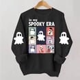 thumbnail image 3 of Spooky Season Sweatshirt Womens Ghost Graphic Pullover Crew Neck Long Sleeve Loose Fit Casual Fall Tops Ribbed Cuffs and Hem Cute Halloween Long Sleeve Sweatshirt, 3 of 7