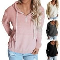 thumbnail image 2 of Gnshining Half Zip Sweatshirts for Women Long Sleeve Hooded Tops Fall Fashion Solid Color Drawstring Casual Loose Pullovers with Pocket, 2 of 6