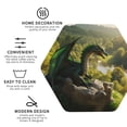 thumbnail image 4 of Pofeuu Deep Forest Stone Green Dragon Print Leather Coasters Set of 6, Round Cups Mugs Mat Pad for Home Kitchen Heat Resistant Drink Coasters,Hexagon, 4 of 7