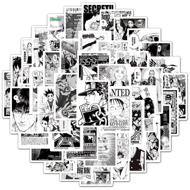 Pegatinas One Piece One Piece de anime mixto en blanco y negro, 100 unidades