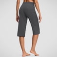 thumbnail image 4 of Women's Bermuda Long Shorts Knee Length High Rise Athletic Shorts Pull On Workout Walking Golf Running Summer Gray M, 4 of 6