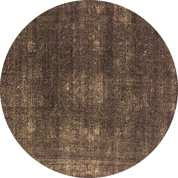 Ahgly Company Indoor Round Oriental Brown Industrial Area Rugs, 4' Round