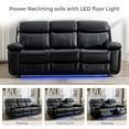 thumbnail image 7 of Comfort Stretch 3 Seater Power Recliner Chair Sofa Set for Living Room,Faux Leather Electric Black Home Theater Seating Reclining Sofa Couch with Flipped Middle Backrest,LED Light,USB Port,Cup Holders, 7 of 7
