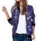 thumbnail image 1 of Gibobby Chamarras Deportivas Chaquetas diarias informales para mujer, chaqueta informal ligera con cremallera, abrigo con estampado Floral, cuello levantado, prendas de vestir (Turquí, M), 1 of 5