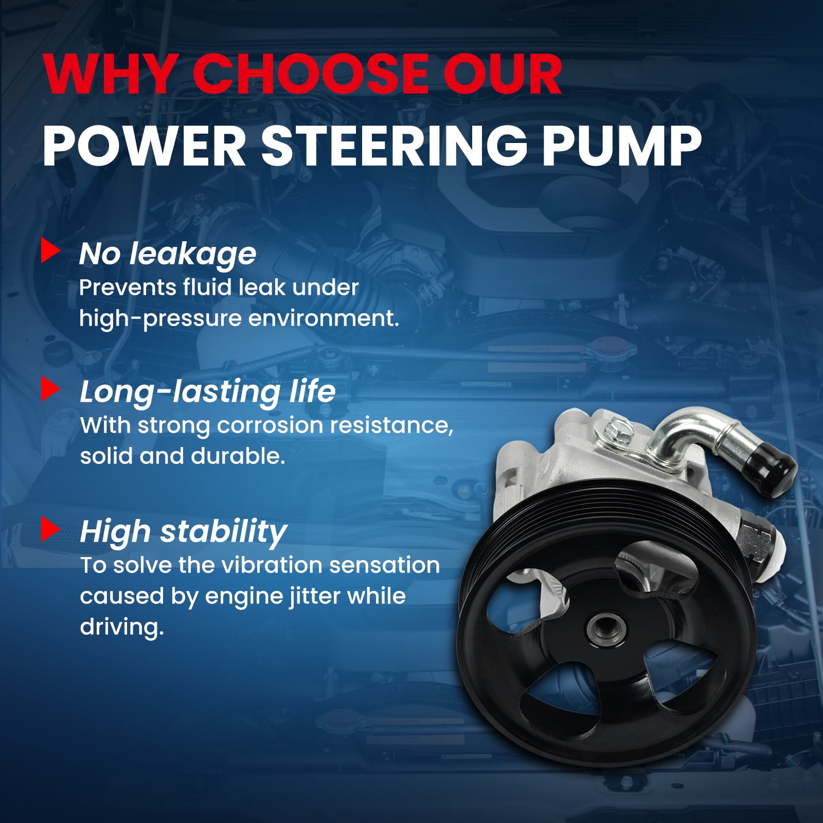 MOCA AUTOPARTS Power Steering Pump w/Pulley Fit for 2002-2009 Toyota Camry 2.4L & 2004-2008 Toyota Solara 2.4L & 2007-2008 Toyota Camry 2.4L