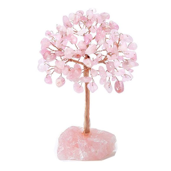 LCXmlly Arbre de Vie en Faux Cristal Bonne Signification Décoration Maison Quartz Rose Arbre Porte-Bonheur