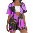 thumbnail image 2 of Gamivast Beach Outfits for Women 2 Piece Palm Tree Print Kimono & Elastic Waist Shorts Summer Sets Tropical Vacation Cover Up Holiday Lounge Suits, 2 of 5