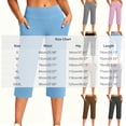 thumbnail image 3 of LEAVINGSUO Capris Pants for Women With Elastic Waist Women's Casual High-Waisted Pocket Cropped Pants Blue XL, 3 of 7