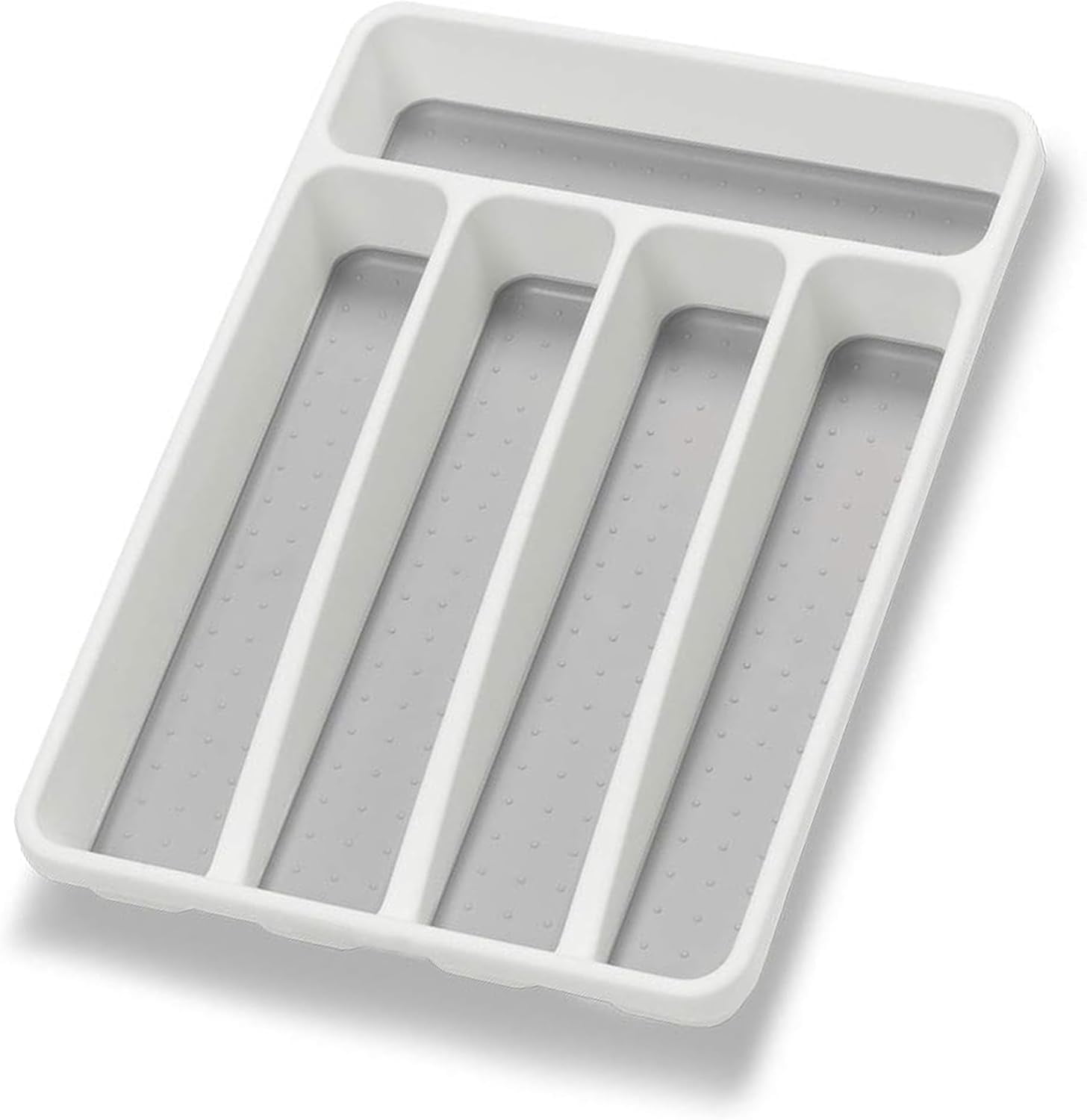 Silverware Organizer Tray Drawer Flatware Holder 5 Compartment Kitchen Utensil Storage Plastic Organizer White
