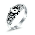 thumbnail image 2 of 8mm Chinese Yin Yang Band Oxidized Ring 925 Sterling Silver Size 10, 2 of 6