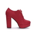 thumbnail image 3 of BLISSFUL STEP Women's Platform Block Heel Lace Up Booties Red (Size 11), 3 of 8