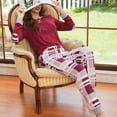 thumbnail image 3 of PNTUTB Pajamas Set for Women Comfy Long Sleeve Solid Color Top and Checkered Pant Loungewear Set with Pockets, 3 of 5