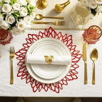 Hibiscus Flower Hollow Placemat, Wedding Decoration Centerpiece, Round Table Mat for Parties, Home Kitchens, Hotels, and Special Events