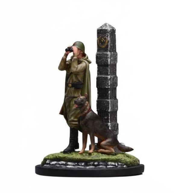 predolo Figura de Soldado y Perro 1/64 Altamente Detallado Escena en Miniatura de Guardia en Miniatura Coleccionable Miniatura Humana Pintada a Mano