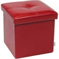 thumbnail image 1 of Storage Ottoman with Faux Leather Foldable Small Square Foot Rest Stools Coffee Table Black 11.8X 11.8 X 11.8, 1 of 7