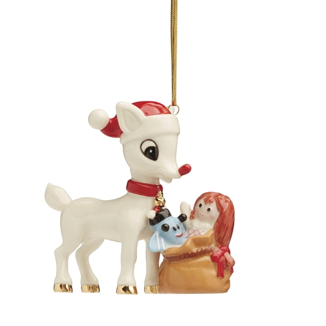Adorno colgante Lenox Rudolph Reindeer, porcelana, 9,5 cm