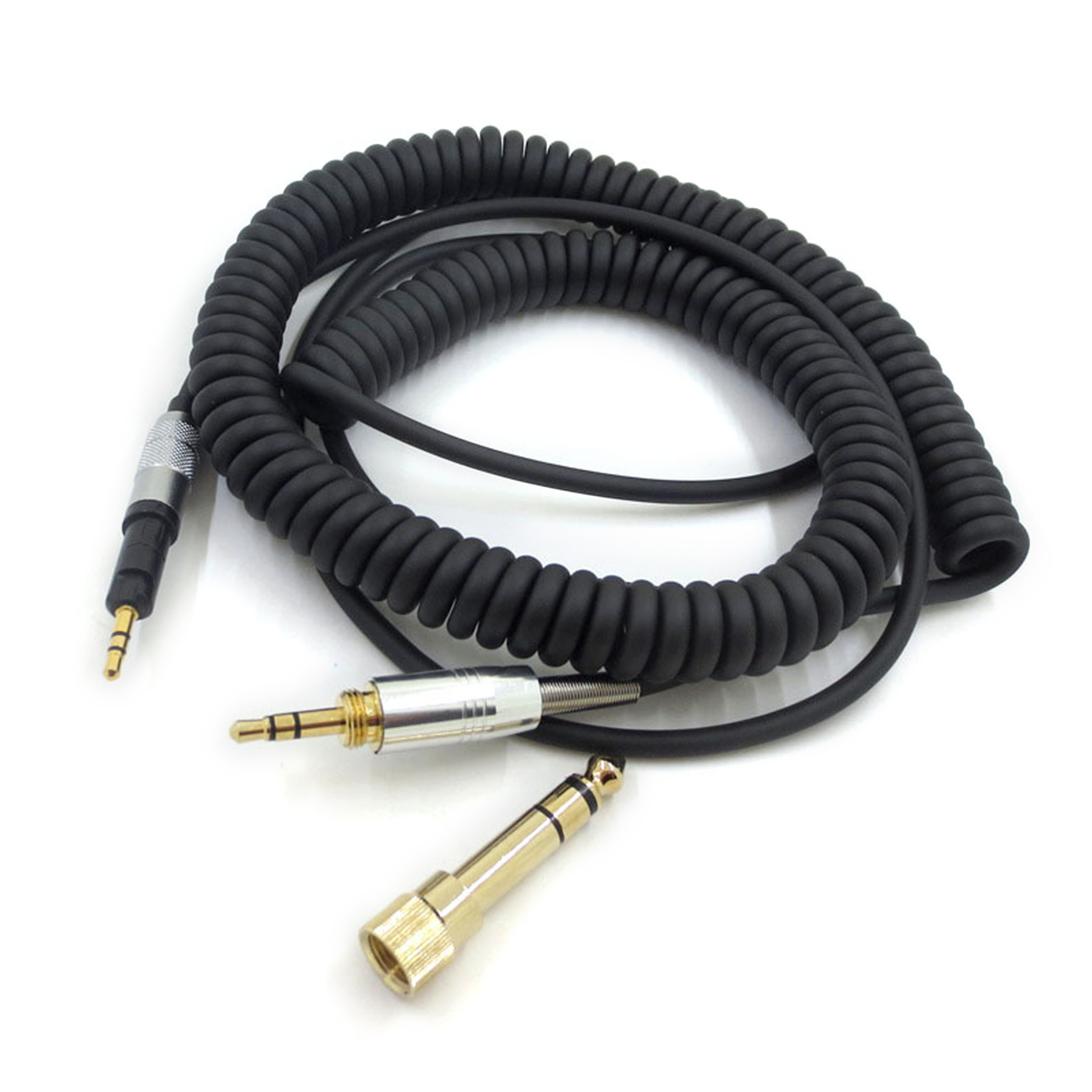 Headphone Cable Spring Coiled Cord with 6.35mm Adapter for ATHM40X
