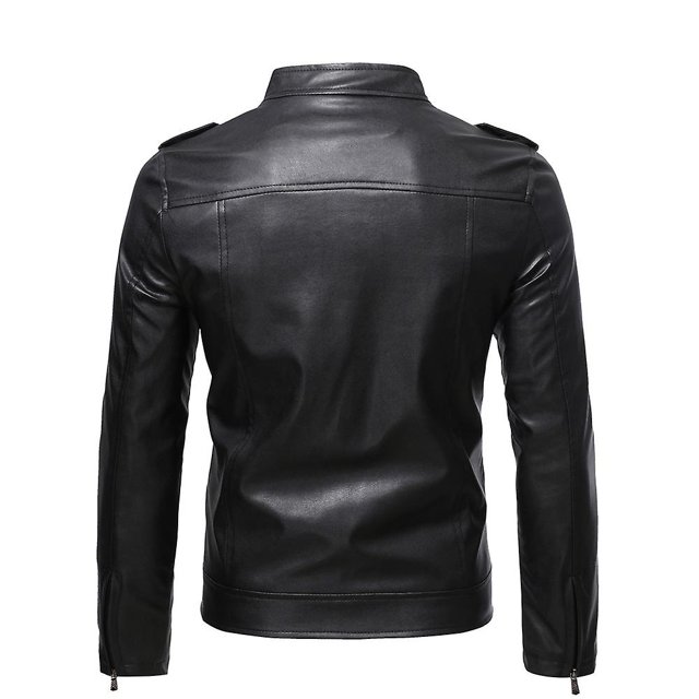 Chaqueta de moto con cremallera y cuello de cuero para hombre, chaqueta cálida, abrigo LingWen 8390615220644