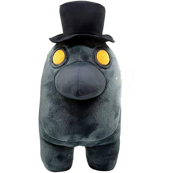 YuMe Among Us 12-Inch Premium Plush Toy - Black with Gray Hat, Polyester