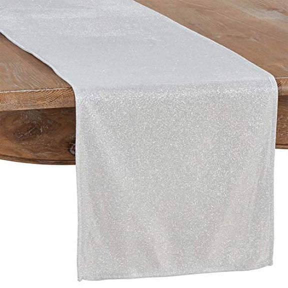 Fennco Styles Contemporary Shimmering Design Table Runner 14 x 72 Inch - Silver Table Cover for Holiday, Home Décor, Banquets, Family Gathering and Special Events