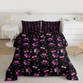thumbnail image 2 of Homewish Princess Bowknot Kids Queen Comforter Set, Black Pink Ribbon Bedding Sets, Dreamy Princess Crown Reversible Bedding Comforter Set, Ultra Soft Bedroom Decor, 3pcs, 2 of 8