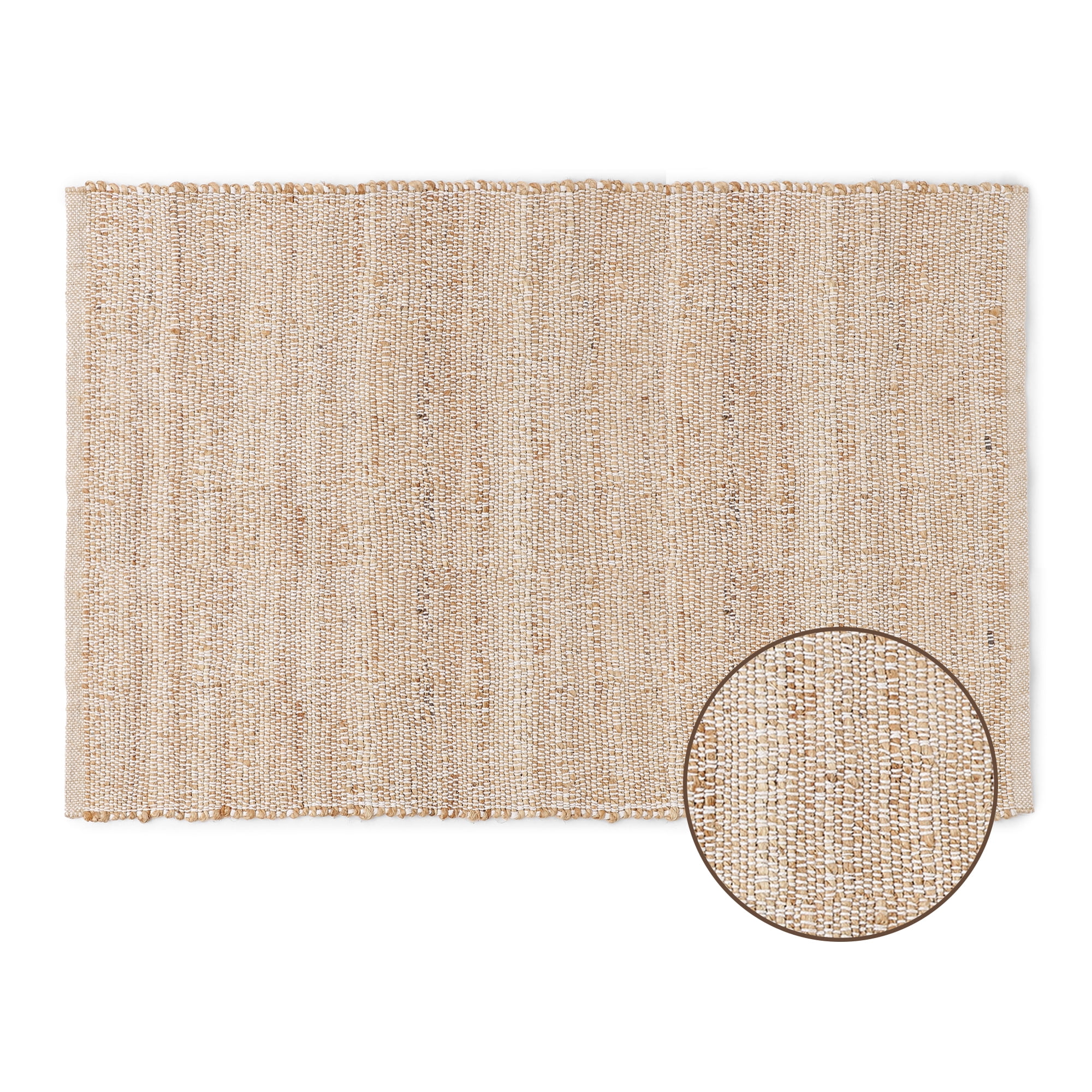 · REDEARTH · Jute Cotton Area Rug - 2'x3' Rectangular Rug, Sustainable Handwoven, Non-Shedding, Soft & Durable – Reversible, Neutral Tones for Home Décor in Living Room, Dining Room, Bedroom,Set of 2