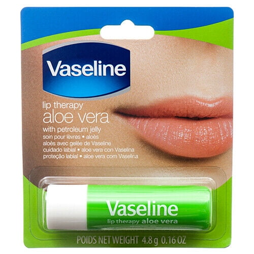 Vaseline Lip Therapy Aloe Vera | Lip Balm with Petroleum Jelly for Providing Your Lips with Ultimate Hydration and Essential Moisture to Treat Chapped, Dry, Peeling, or Cracked Lips; 0.16 Oz