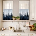 thumbnail image 3 of 3 Piece Kitchen Curtains and Valances Set Forest Cafe Curtains 36 Inch Length Dark Blue Fall Bird Vintage Farmhouse Tree Valance & Tier Curtain for Living Room Bedroom Small Window 54"x18"+27"x36"*2, 3 of 6