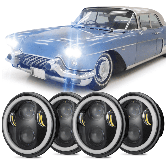 For Cadillac Eldorado 1958-1974 4PCS 5.75" 5-3/4 Inch LED Headlights Hi/Lo Beam DRL