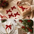 thumbnail image 4 of Burgundy Velvet Bow Christmas Tree Ornament Hanging Decoration for Wreaths and Garlands, 4 of 6
