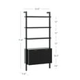 thumbnail image 4 of Nathan James Jasper 3-Shelf Solid Wood Boho Bookshelf, Wall Mounted Bookshelf with Cabinet with Fluted Doors, Black Oak, 4 of 6