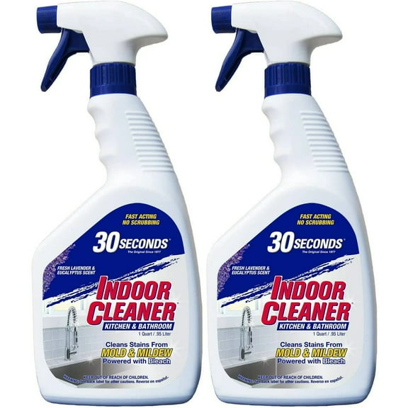 30 SECONDS Kitchen  Bathroom Bleach Cleaner Spray - Cleans Stains From Mold  Mildew- Fast acting, No Scrubbing Required, 2 Pack