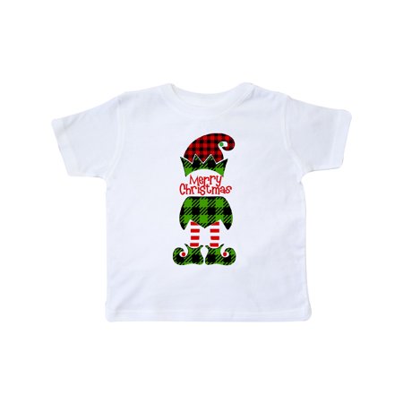 

Inktastic Merry Christmas Elf in Red and Green Plaid Gift Toddler Boy or Toddler Girl T-Shirt