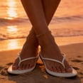 thumbnail image 2 of KIJBLAE Women's Thin Strap Minimalist Flip Flops, Wide Width Open Toe Lightweight Casual Beach Slippers for Summer White 38, 2 of 8