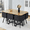 Black, variant on Oufan Dining Table Set of 6, Melamine Board Dining Table with 6 PU Cushioned Chairs & Black Powder Coated Iron Frame, Space Saving Dining Table Set for Kitchen, Dining Room